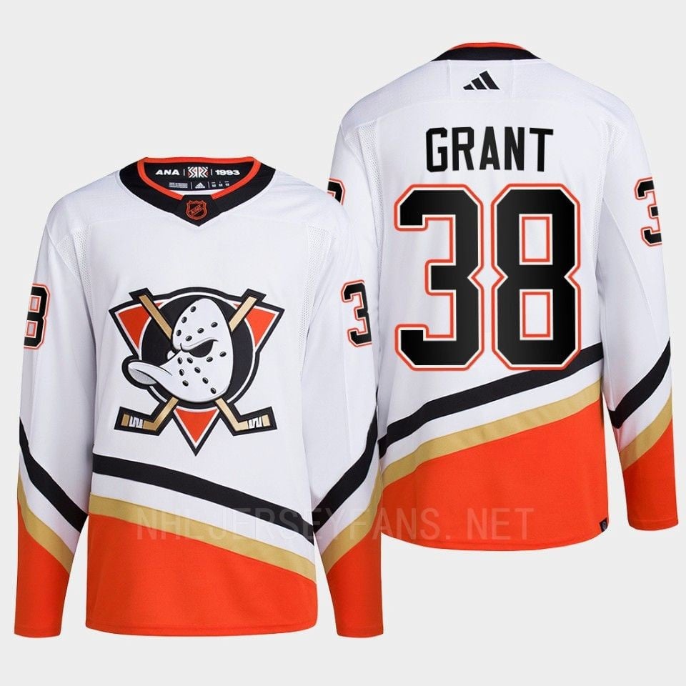 Anaheim Ducks 2022 Reverse Retro 2.0 Derek Grant 38 White Primegreen Jersey Men's - JS248 