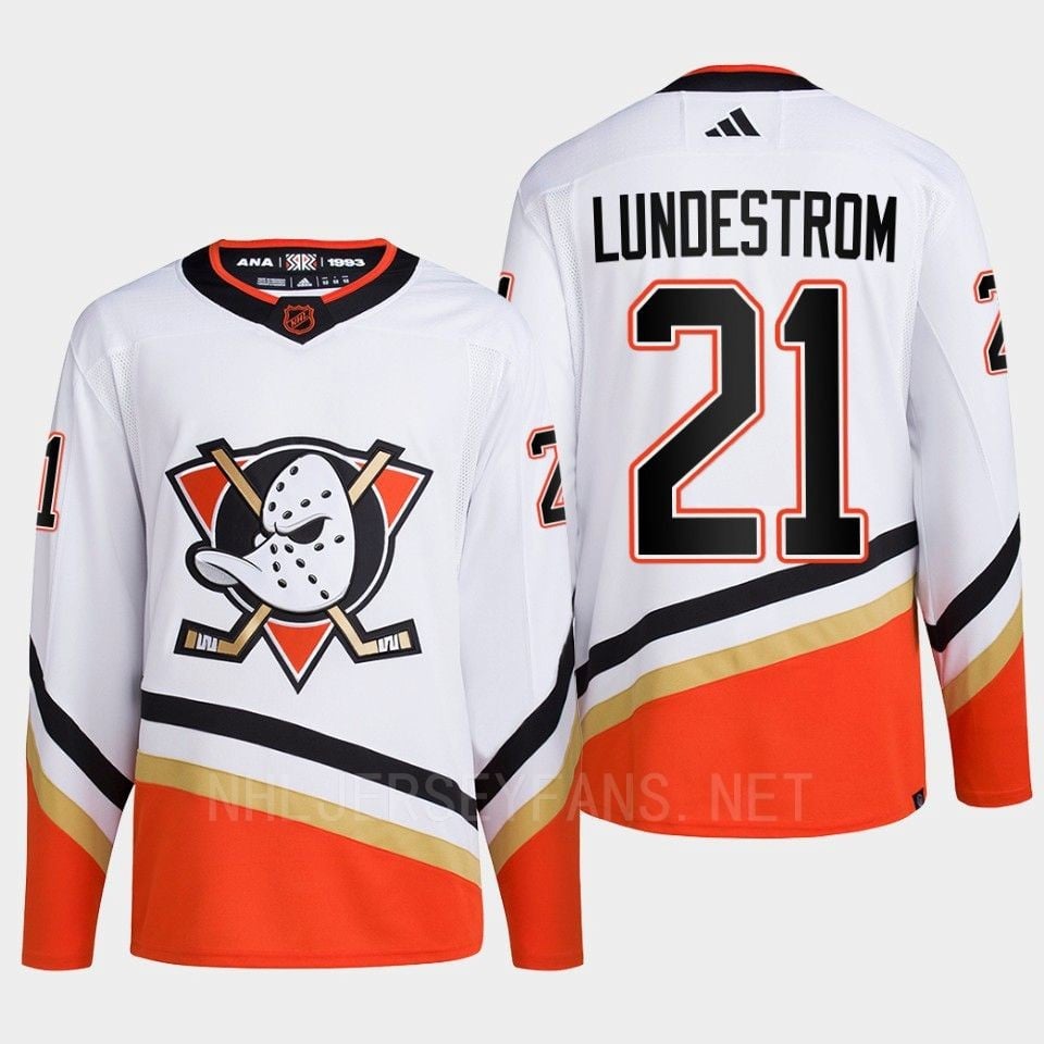 Anaheim Ducks 2022 Reverse Retro 2.0 Isac Lundestrom 21 White Primegreen Jersey Men's - JS179 