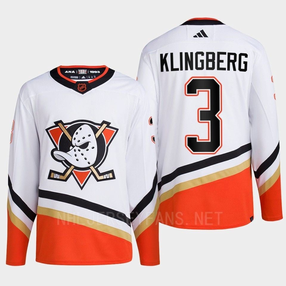 Anaheim Ducks 2022 Reverse Retro 2.0 John Klingberg 3 White Primegreen Jersey Men's - JS338 