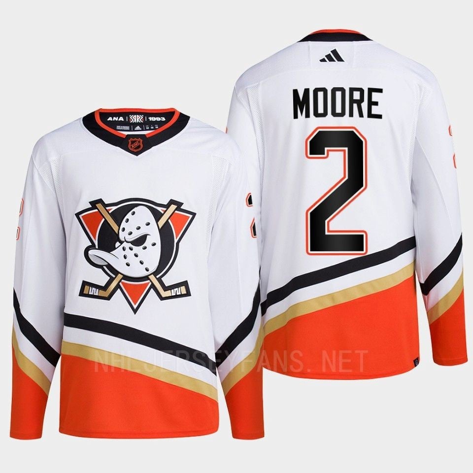 Anaheim Ducks 2022 Reverse Retro 2.0 John Moore 2 White Primegreen Jersey Men's - JS397 