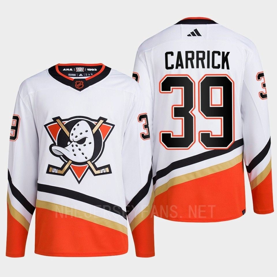 Anaheim Ducks 2022 Reverse Retro 2.0 Sam Carrick 39 White Primegreen Jersey Men's - JS120 