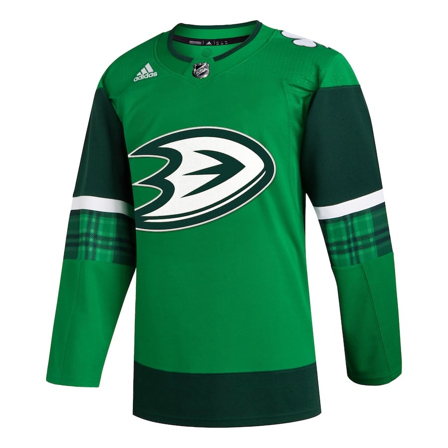 Alternative view of Anaheim Ducks 2023 St. Patrick's Day Primegreen Men Jersey - Kelly Green - JS741 