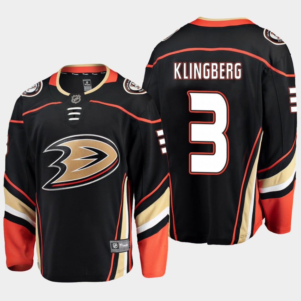 Anaheim Ducks John Klingberg 3 Alternate Black Jersey Breakaway Player - JS545 
