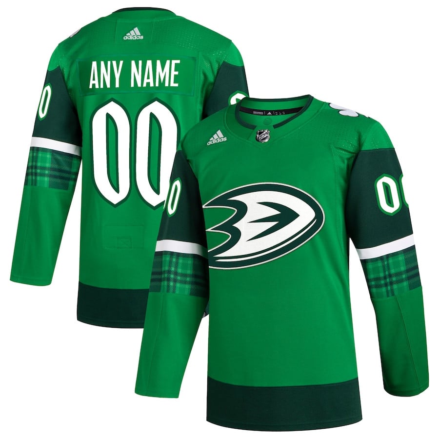 Anaheim Ducks St. Patrick's Day Custom Men Jersey - Kelly Green - JS263 