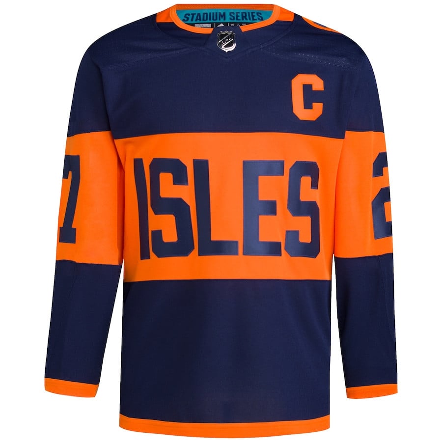 Alternative view of Anders Lee 27 New York Islanders 2024 Stadium Series Primegreen Men Jersey - Navy - JS924 