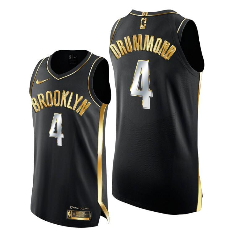 Andre Drummond 4 Brooklyn Nets Golden Edition Black Jersey - Men Jersey - JS472 
