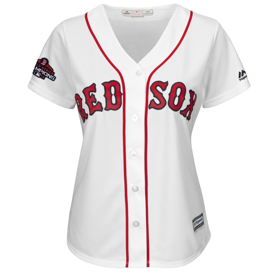Alternative view of Andrew Benintendi Boston Red Sox Majestic Women's 2018 World Series Champions Team Logo Player Jersey - White