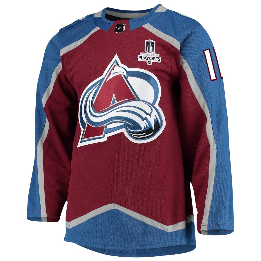 Alternative view of Andrew Cogliano 11 Colorado Avalanche 2024 NHL Playoffs Patch Home Jersey - Men - JS114 