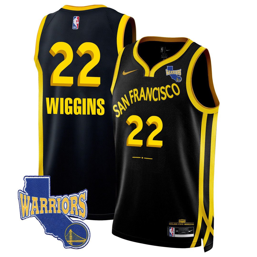Andrew Wiggins 22 Golden State Warriors California Patch 2023/24 City Edition Swingman Jersey - Black - JS935 