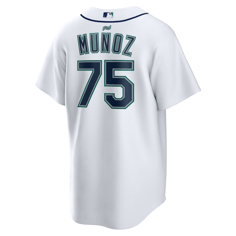 Alternative view of Andrés Muñoz 75 Seattle Mariners Home Men Jersey - White 