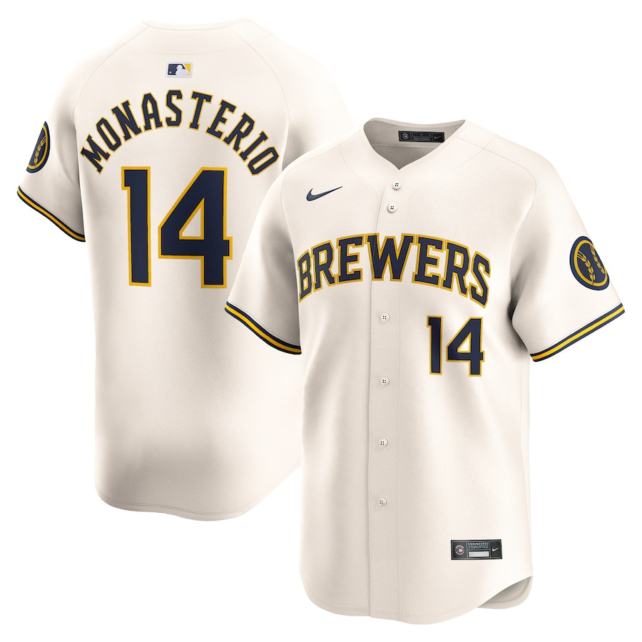 Andruw Monasterio 14 Milwaukee Brewers Home Limited Player Men Jersey - Cream 