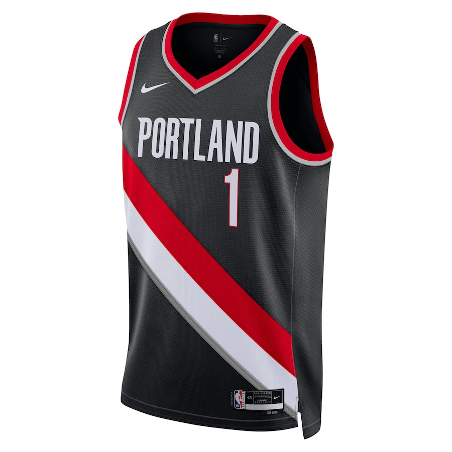 Alternative view of Anfernee Simons 1 Portland Trail Blazers Unisex Swingman Jersey - Icon Edition - Black - JS415 