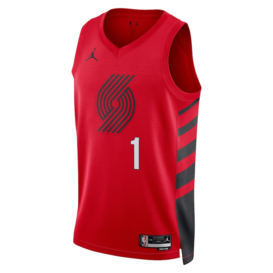 Alternative view of Anfernee Simons 1 Portland Trail Blazers Unisex Swingman Jersey - Statement Edition - Red - JS211 
