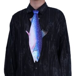 Animals Tie Shaped Novelty Tie, Blue Salmon fish Shaped Tie, Vintage Holiday Gift, Tie Gift, Tie Accessories