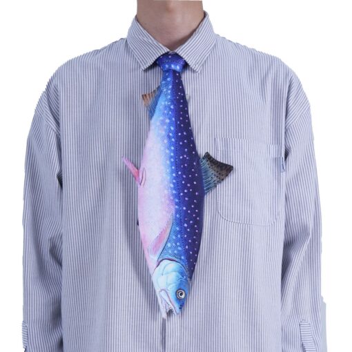 Animals Tie Shaped Novelty Tie, Blue Salmon fish Shaped Tie, Vintage Holiday Gift, Tie Gift, Tie Accessories - Image 3