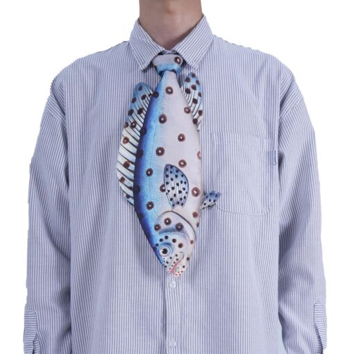 Animals Tie Shaped Novelty Tie, Blue Grouper fish Shaped Tie, Vintage Holiday Gift, Tie Gift, Tie Accessories - Image 2