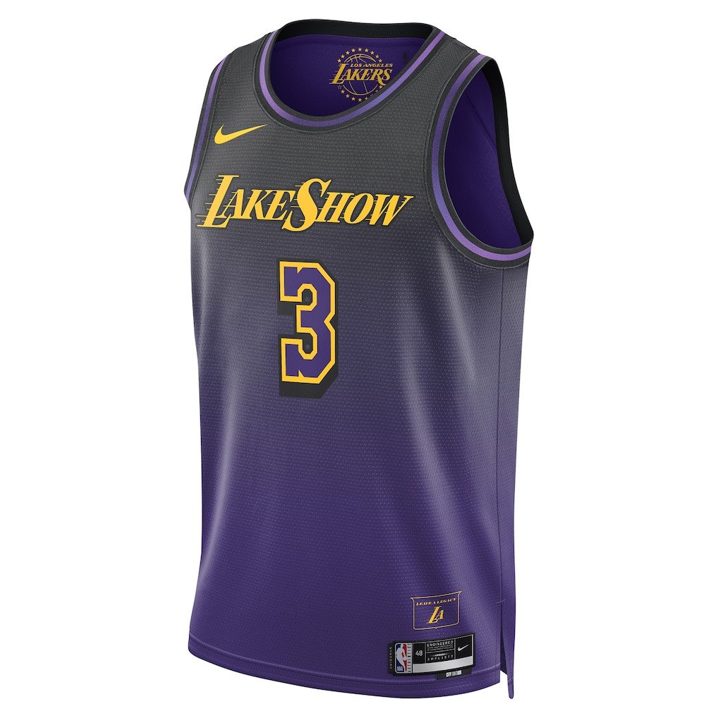 Alternative view of Anthony Davis 3 Los Angeles Lakers Unisex 2024/25 Swingman Player Jersey - City Edition - Purple - JS377 