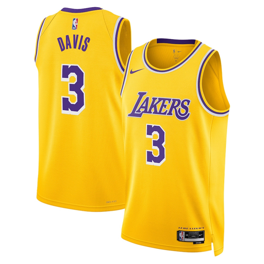 Anthony Davis 3 Los Angeles Lakers Unisex Swingman Jersey - Icon Edition - Gold - JS740 