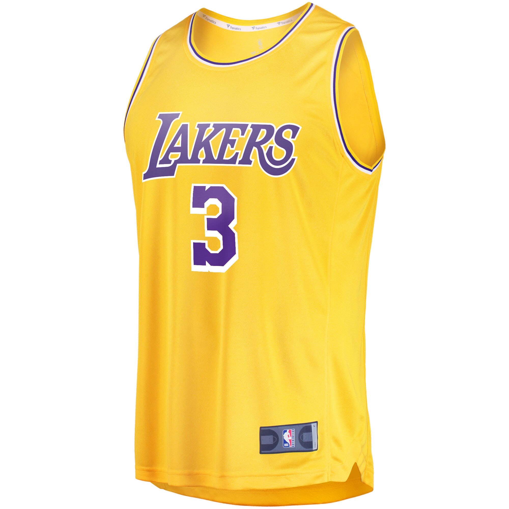 Alternative view of Anthony Davis Los Angeles Lakers Fanatics Fast Break Replica Jersey – Icon Edition – Gold
