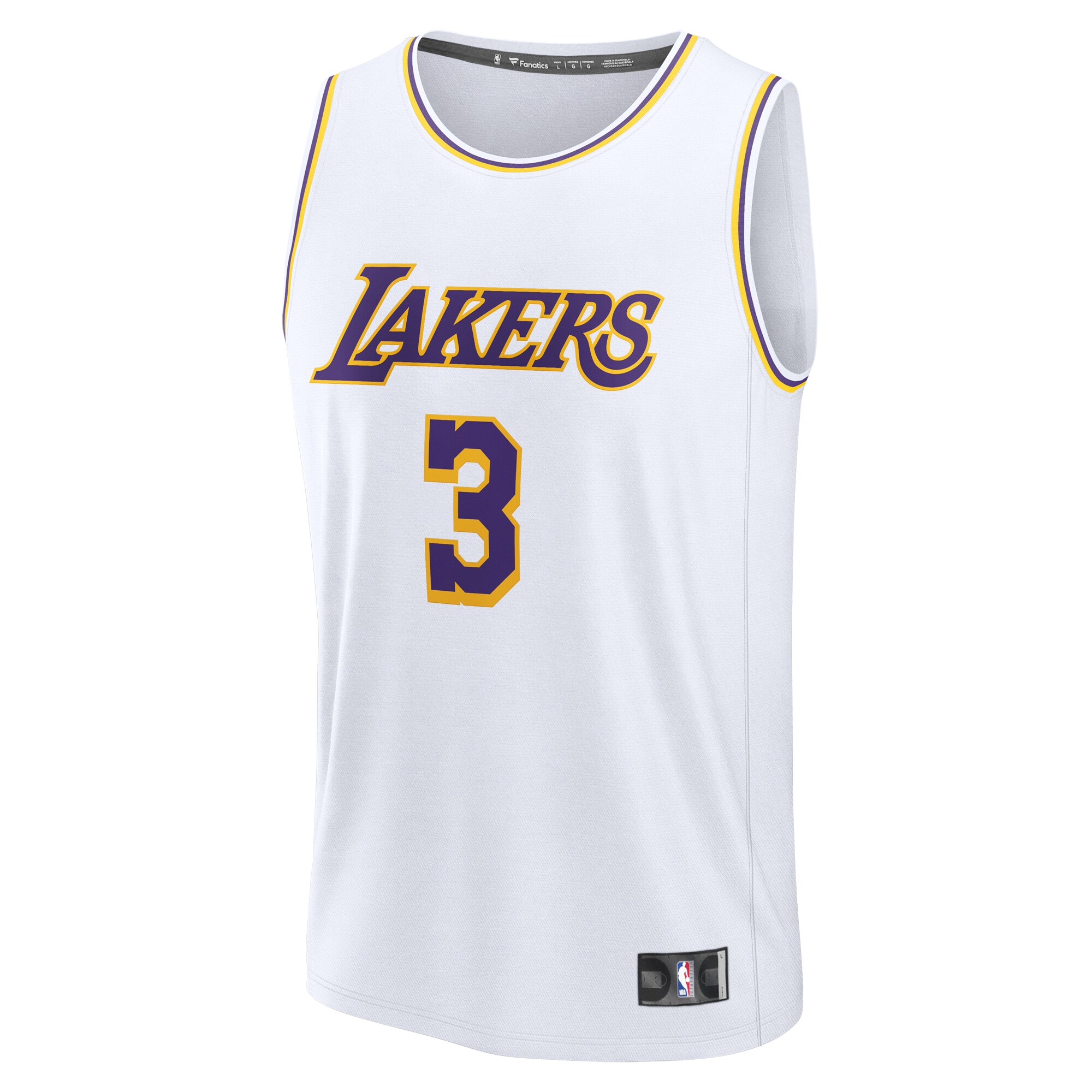 Alternative view of Anthony Davis Los Angeles Lakers Fanatics Fast Break Replica Player Jersey - Association Edition - White