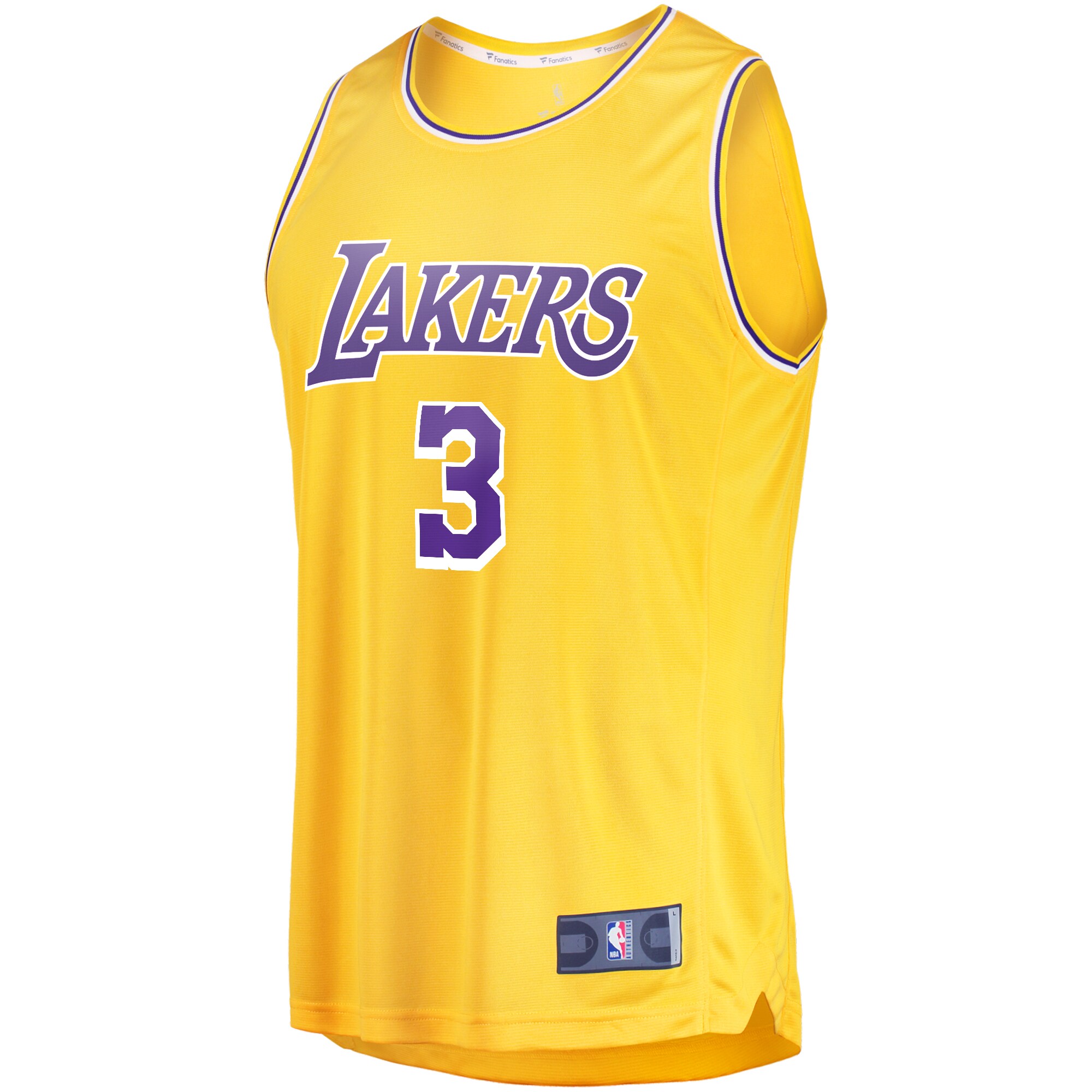 Alternative view of Anthony Davis Los Angeles Lakers Fanatics Fast Break Replica Player Jersey - Icon Edition - Gold