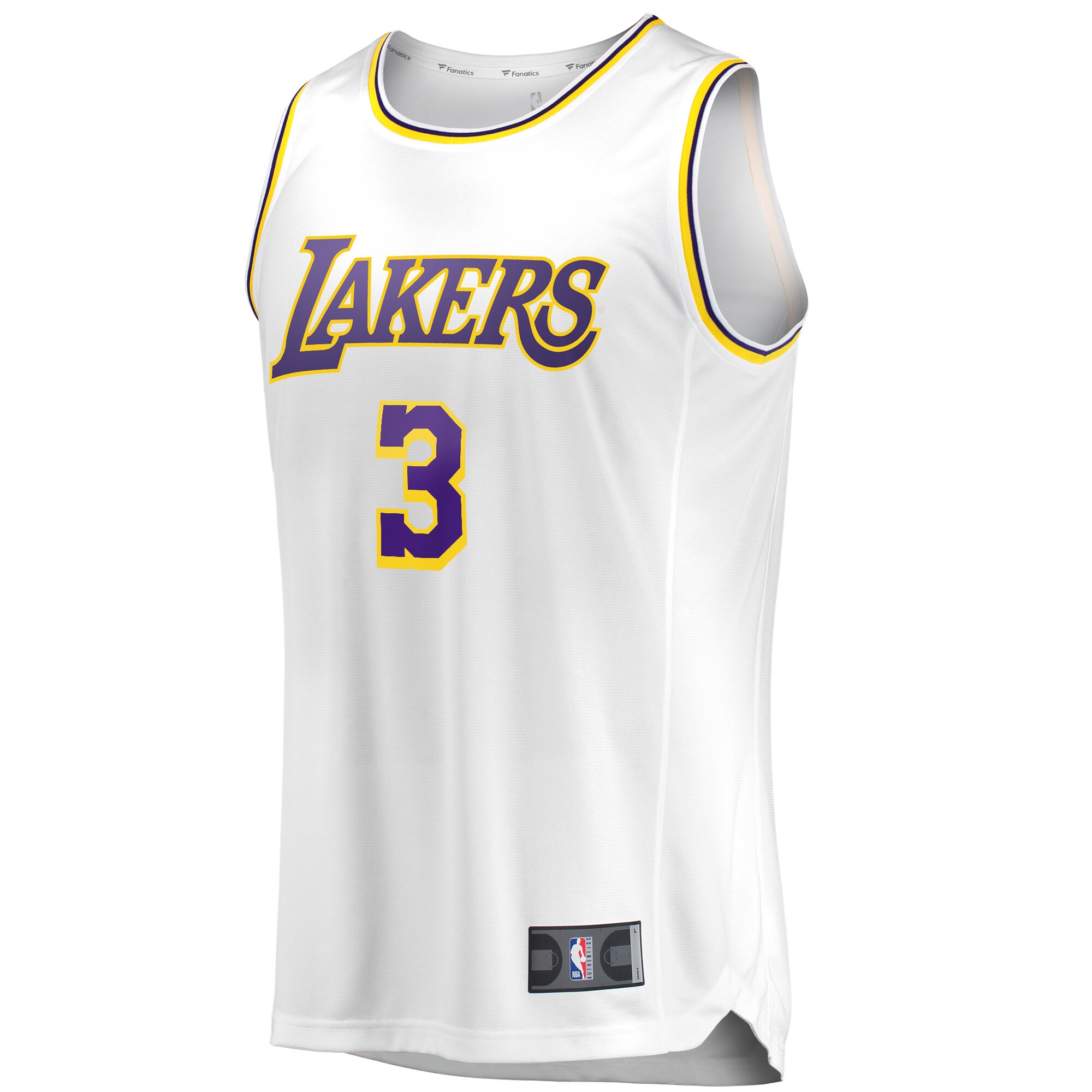 Alternative view of Anthony Davis Los Angeles Lakers Fanatics Fast Break Replica Player Jersey - White - Association Edition