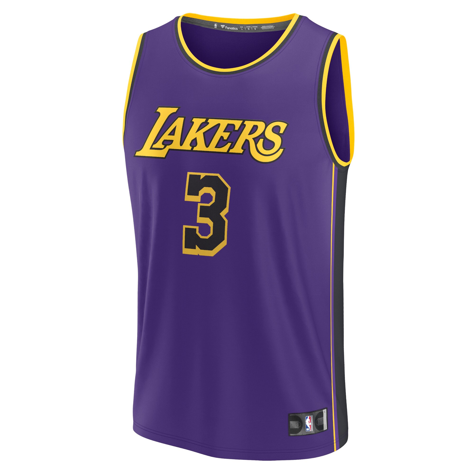 Alternative view of Anthony Davis Los Angeles Lakers Fanatics Youth Fast Break Player Jersey - Statement Edition - Purple