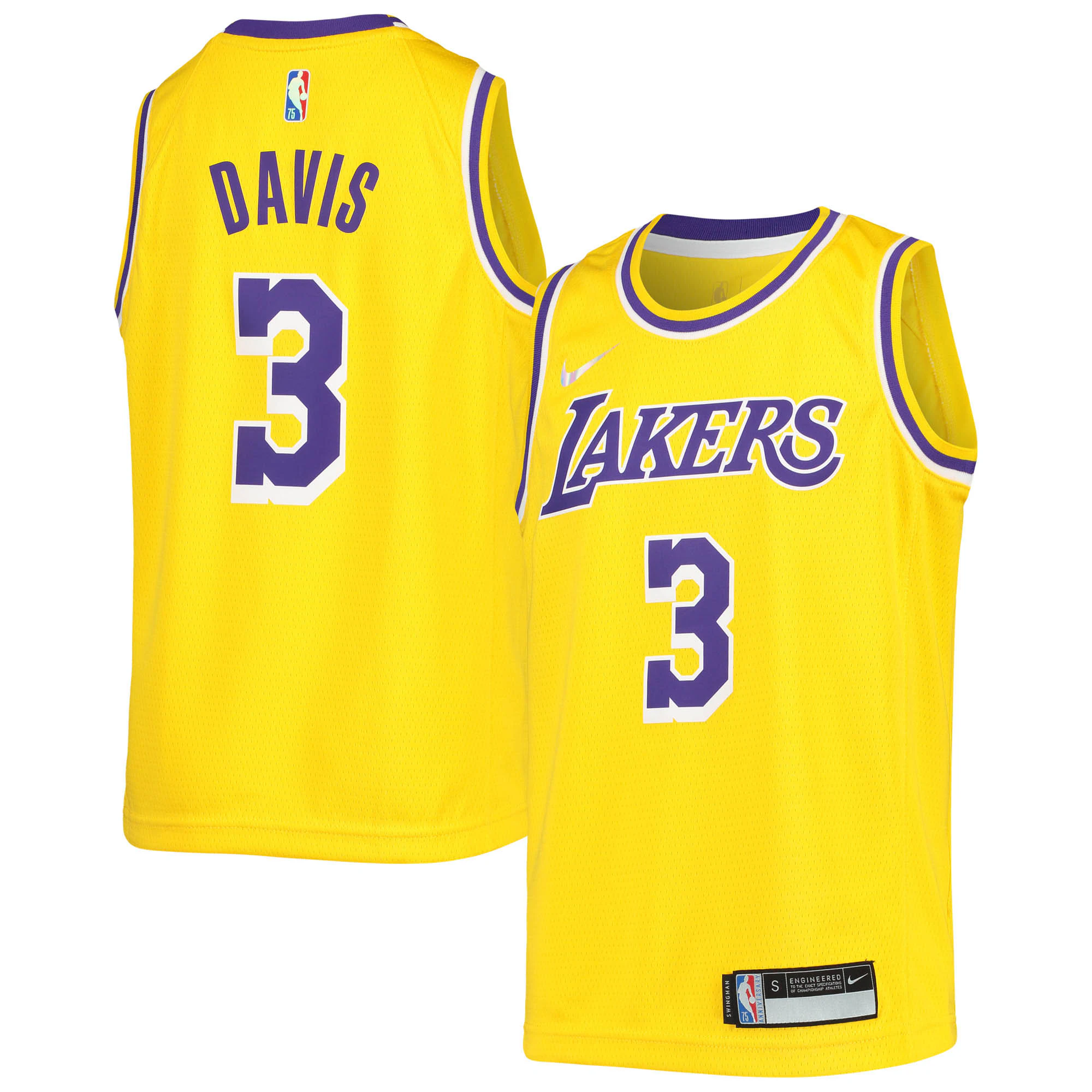 Anthony Davis Los Angeles Lakers Youth 2021/22 Diamond Swingman Jersey - Icon Edition - Gold