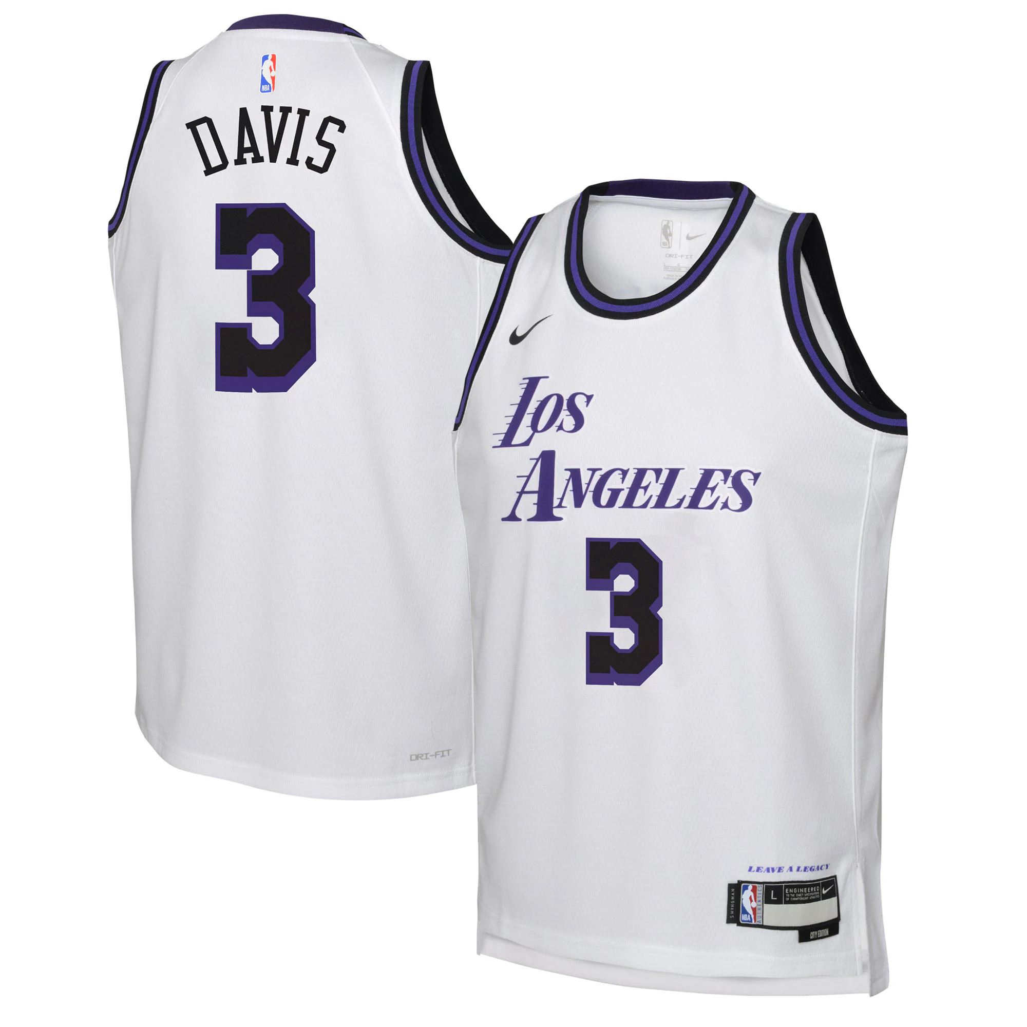Anthony Davis Los Angeles Lakers Youth 2022/23 Swingman Jersey - City Edition - White