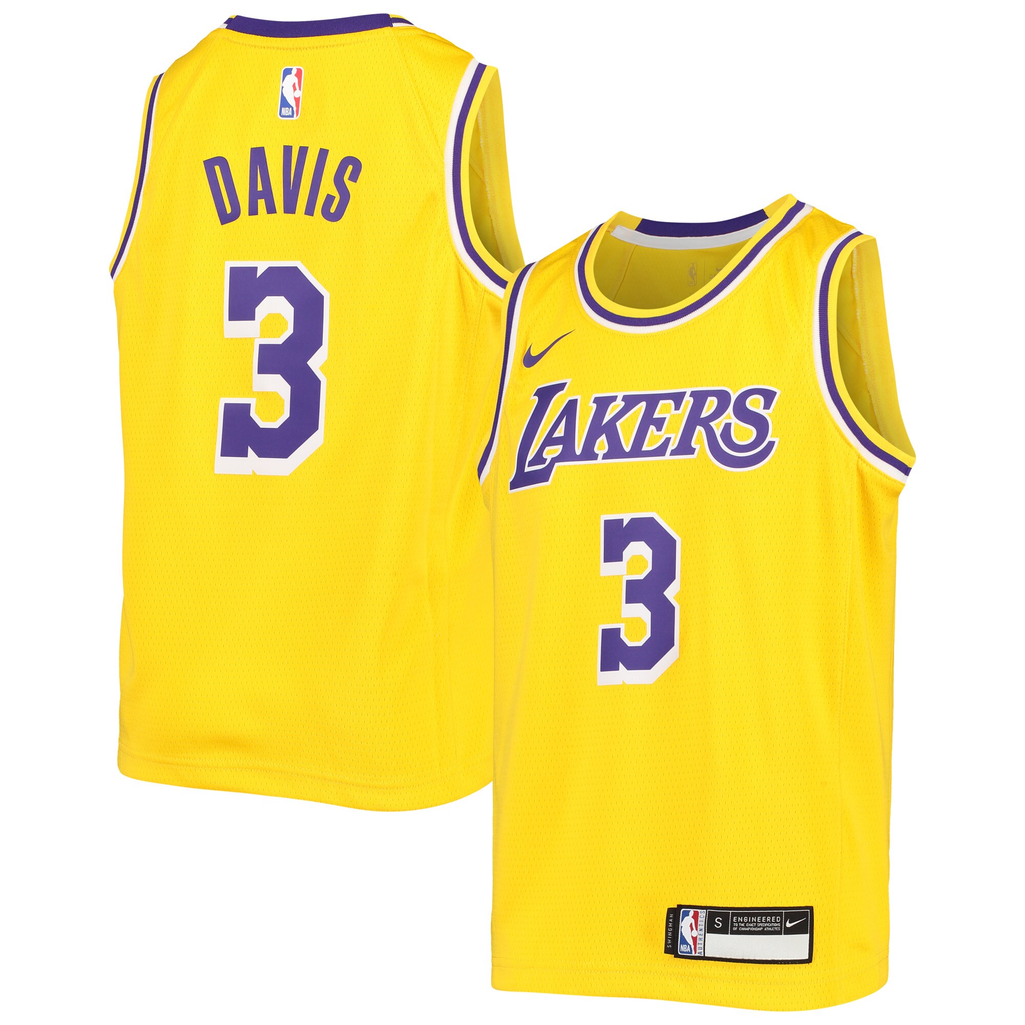 Alternative view of Anthony Davis Los Angeles Lakers Youth Swingman Jersey – Icon Edition – Gold
