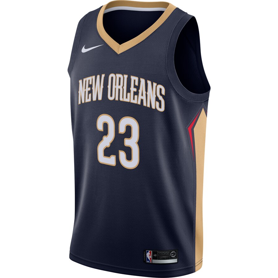 Alternative view of Anthony Davis New Orleans Pelicans Swingman Jersey Navy - Icon Edition
