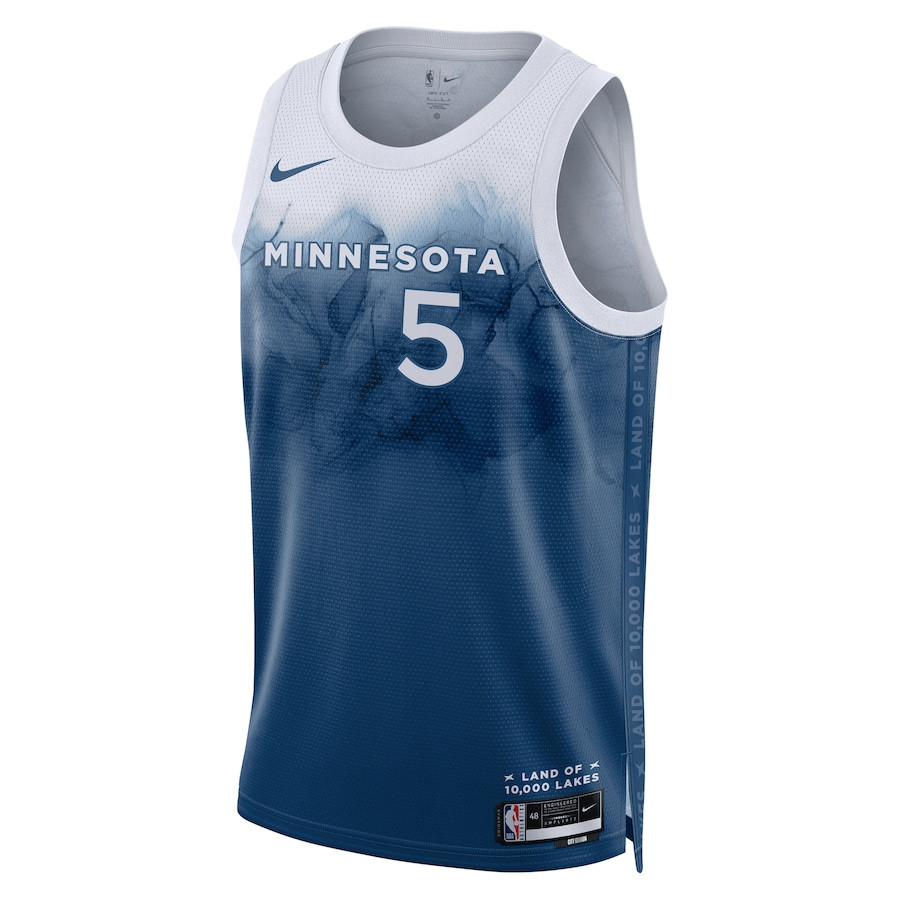 Alternative view of Anthony Edwards 5 Minnesota Timberwolves 2023/24 City Edition Swingman Jersey - Blue - JS131 