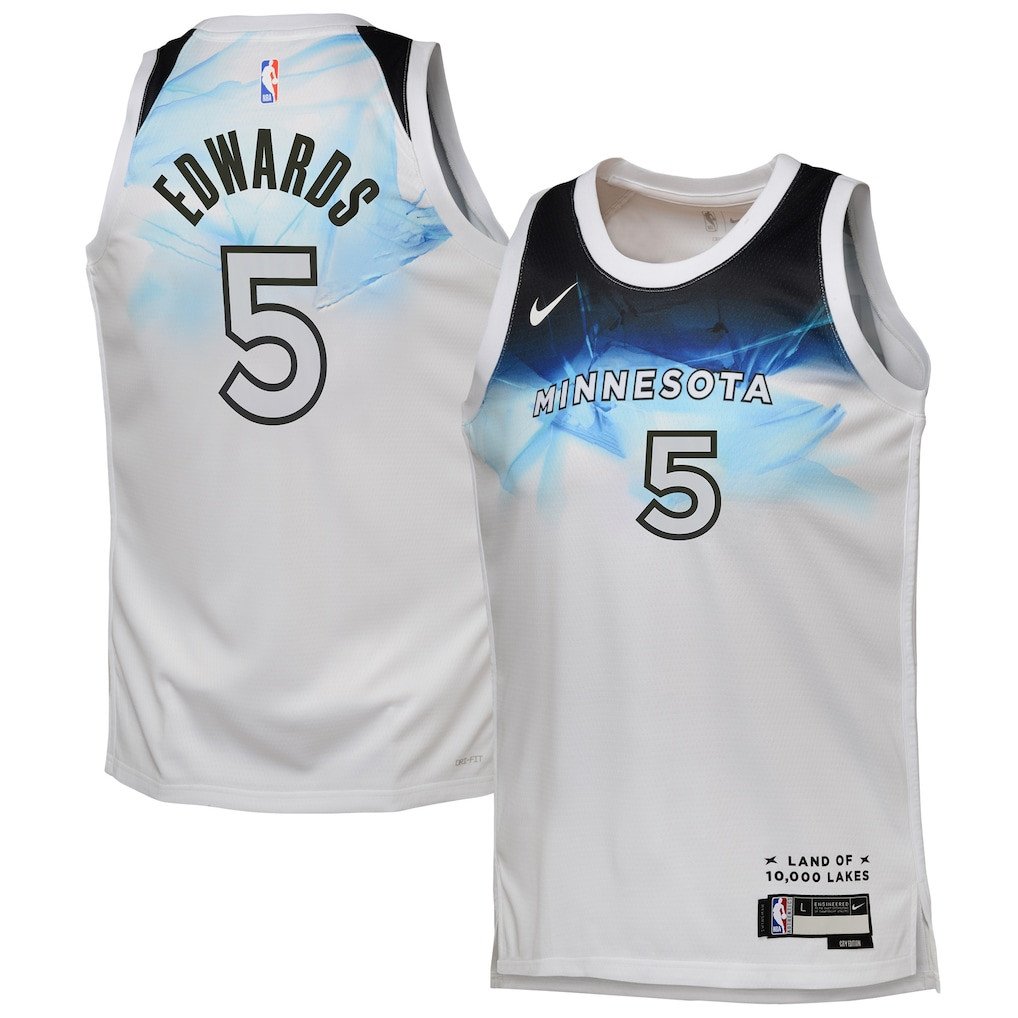 Anthony Edwards 5 Minnesota Timberwolves 2024/25 Swingman Player YOUTH Jersey - City Edition - White - JS172 