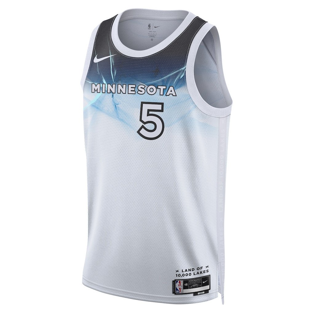 Alternative view of Anthony Edwards 5 Minnesota Timberwolves Unisex 2024/25 Swingman Player Jersey - City Edition - White - JS574 