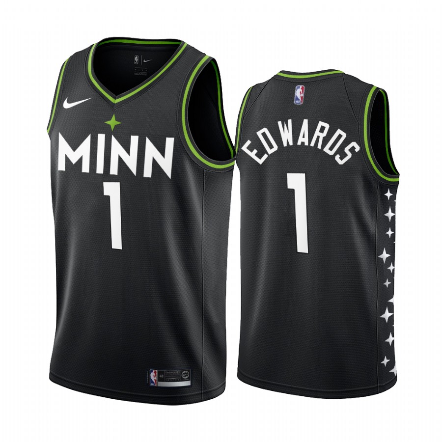 Anthony Edwards Minnesota Timberwolves Draft 2020-21 Navy City Jersey New Uniform