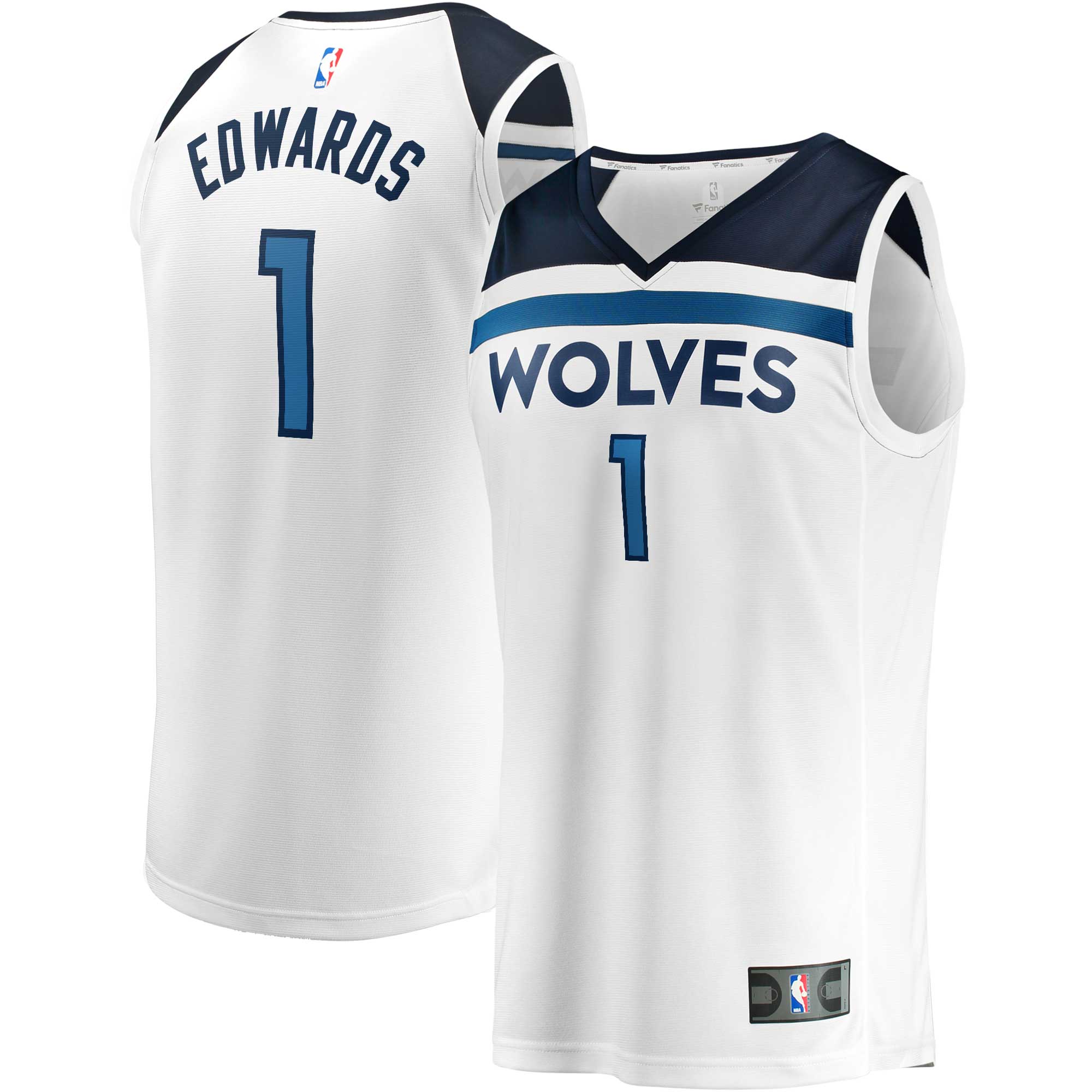 Alternative view of Anthony Edwards Minnesota Timberwolves Fanatics Branded Fast Break Replica Jersey - Association Edition - White