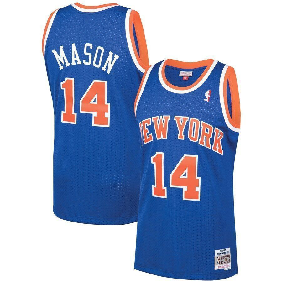 Anthony Mason New York Knicks Mitchell & Ness 1991-92 Hardwood Classics Swingman Player Jersey - Blue - JS894 