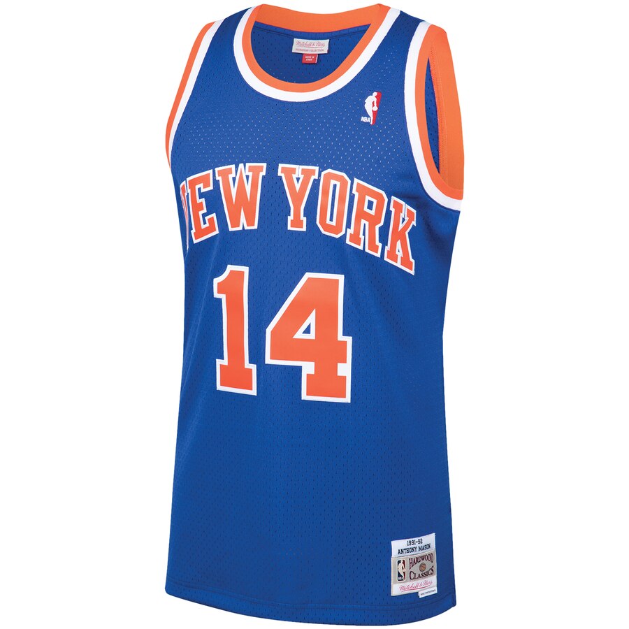 Alternative view of Anthony Mason New York Knicks Mitchell & Ness 1991-92 Hardwood Classics Swingman Player Jersey - Blue