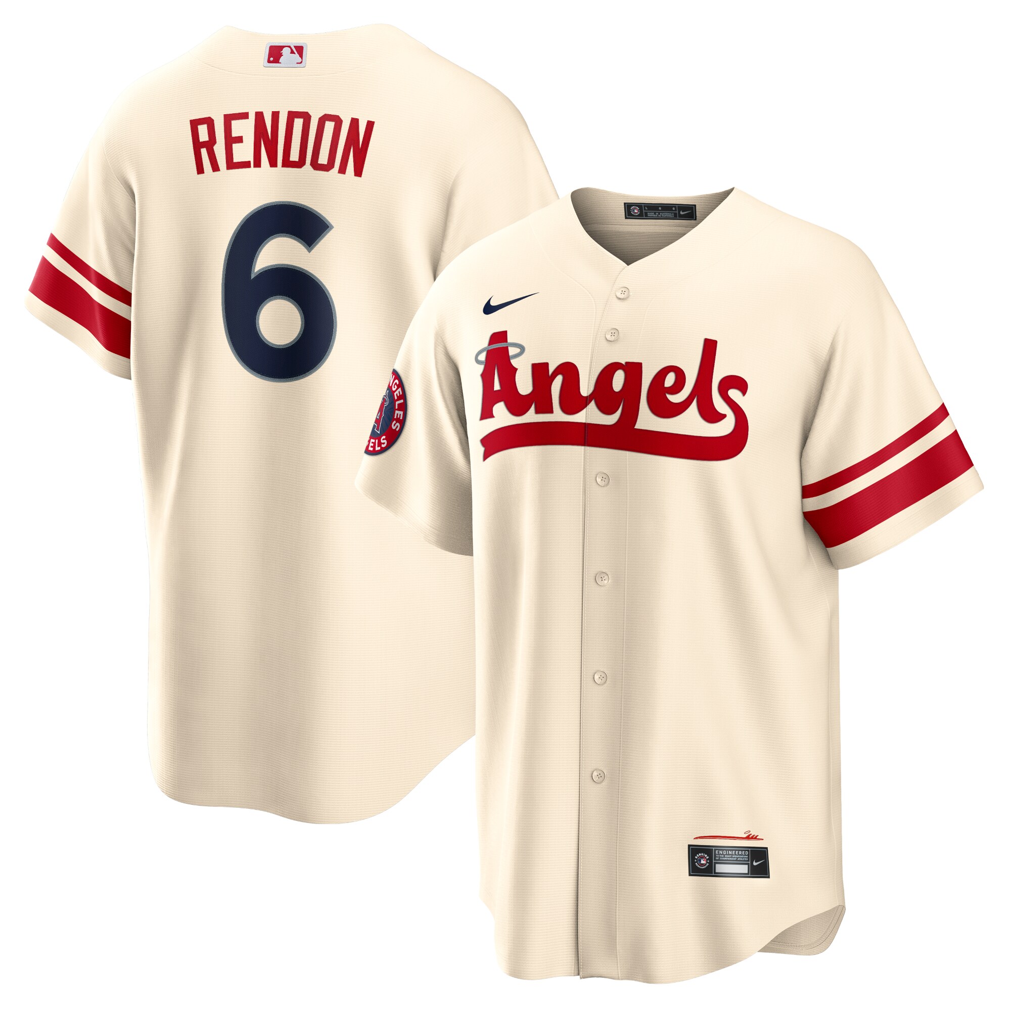 Alternative view of Anthony Rendon Los Angeles Angels 2022 City Connect Replica Player Jersey – Cream