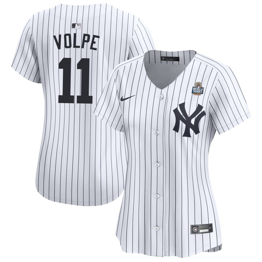 Anthony Volpe 11 New York Yankees Women's 2024 World Series Home Limited Jersey - White 