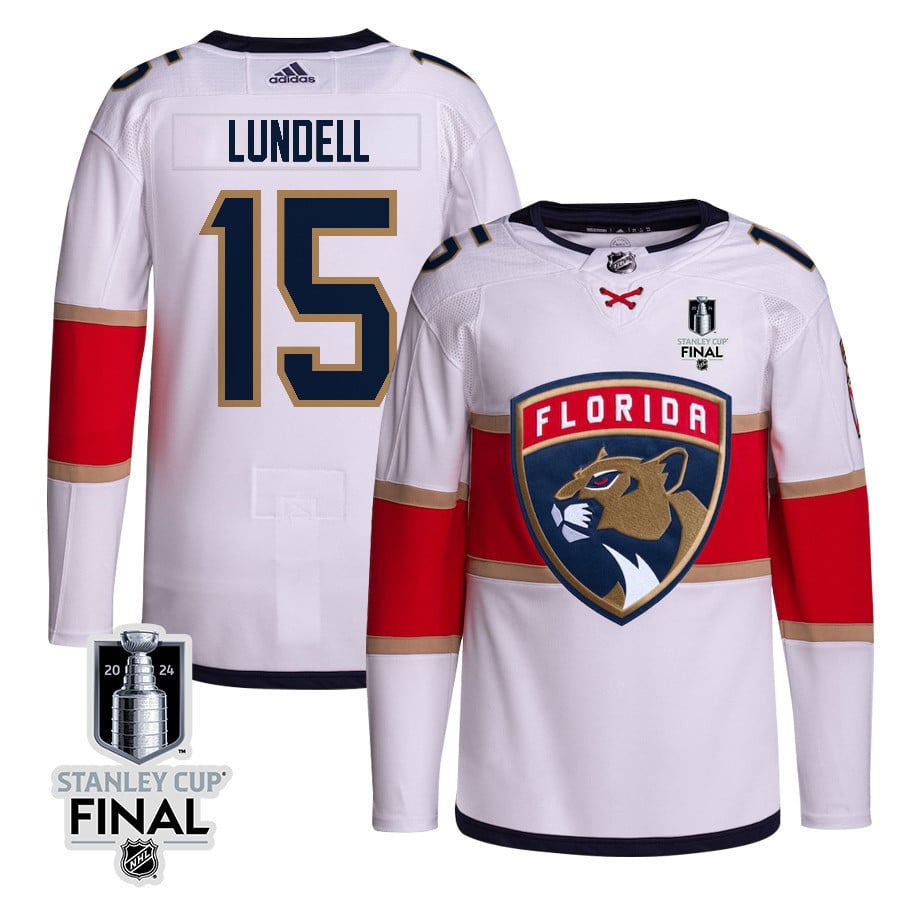 Anton Lundell 15 Florida Panthers 2024 STANLEY CUP Final Away Breakaway Jersey - Men, White - JS929 