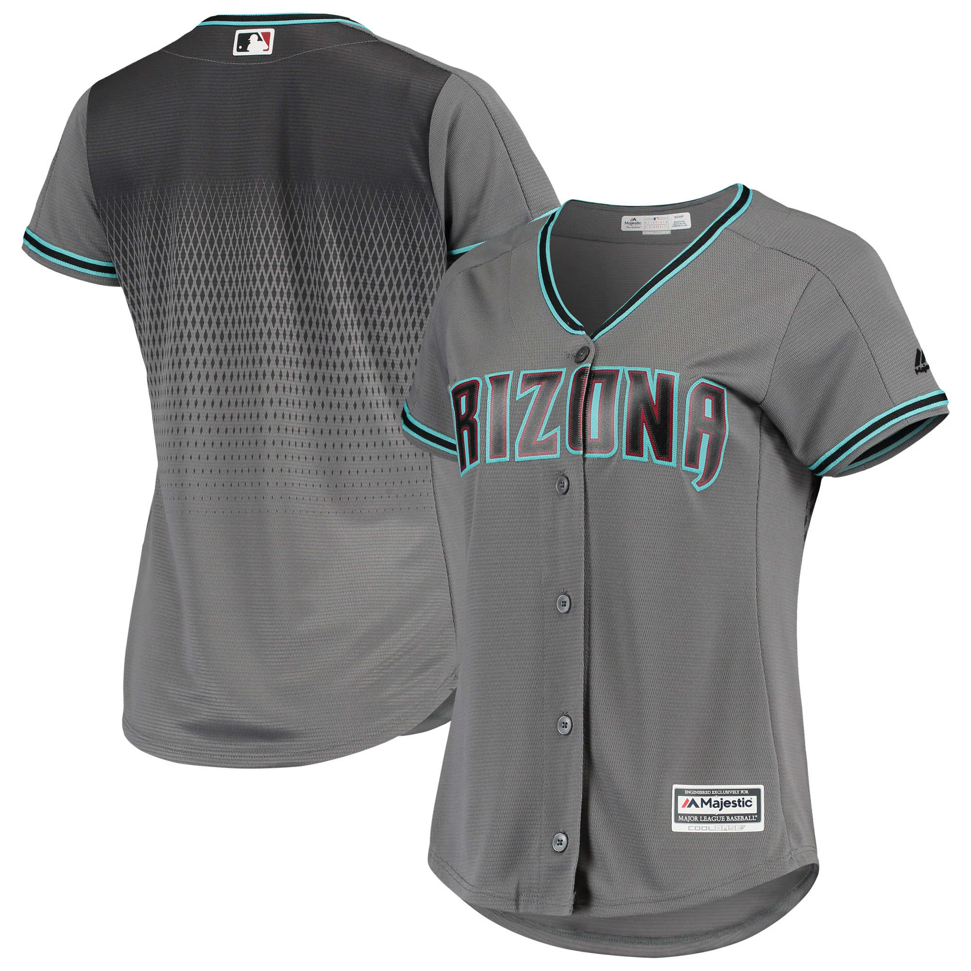 Alternative view of Arizona Diamondbacks Majestic Women’s Road Official Team Jersey – Gray