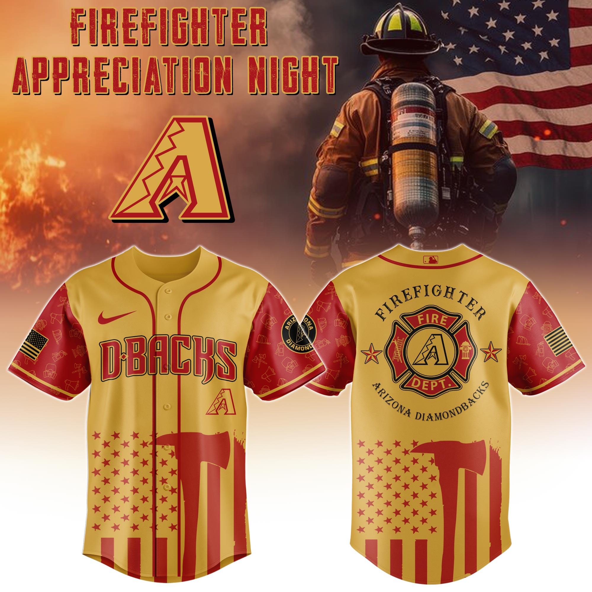 Arizona Diamondbacks Mlb X Firefighter Appreciation Night Special Edition Jersey 2025