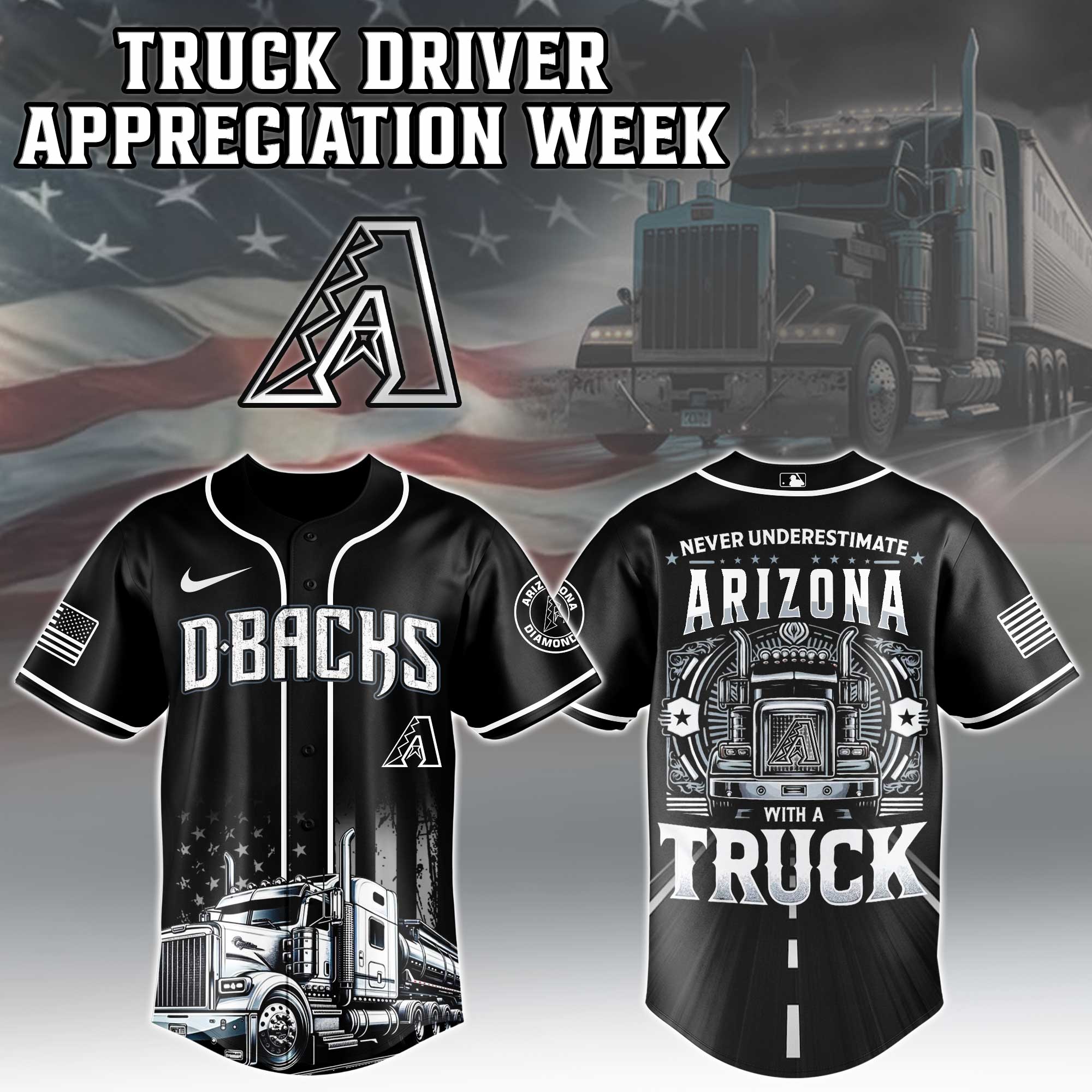 Arizona Diamondbacks Mlb X Nation Truck Driver Appreciation Week Limited Edition Jersey 2025