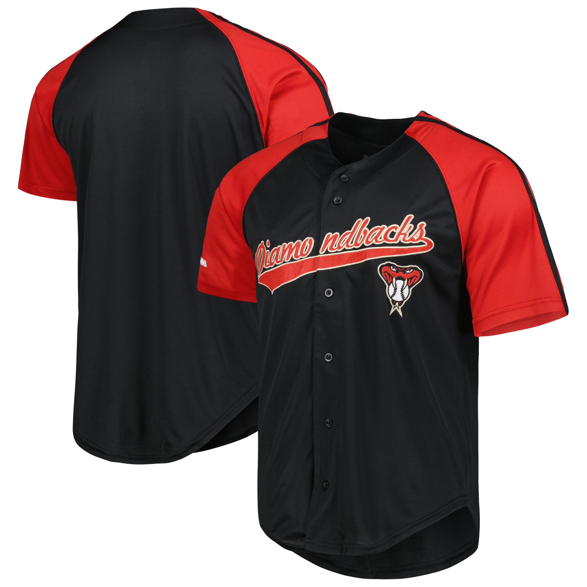 Alternative view of Arizona Diamondbacks Stitches Team Button-down Raglan Replica Jersey - Red