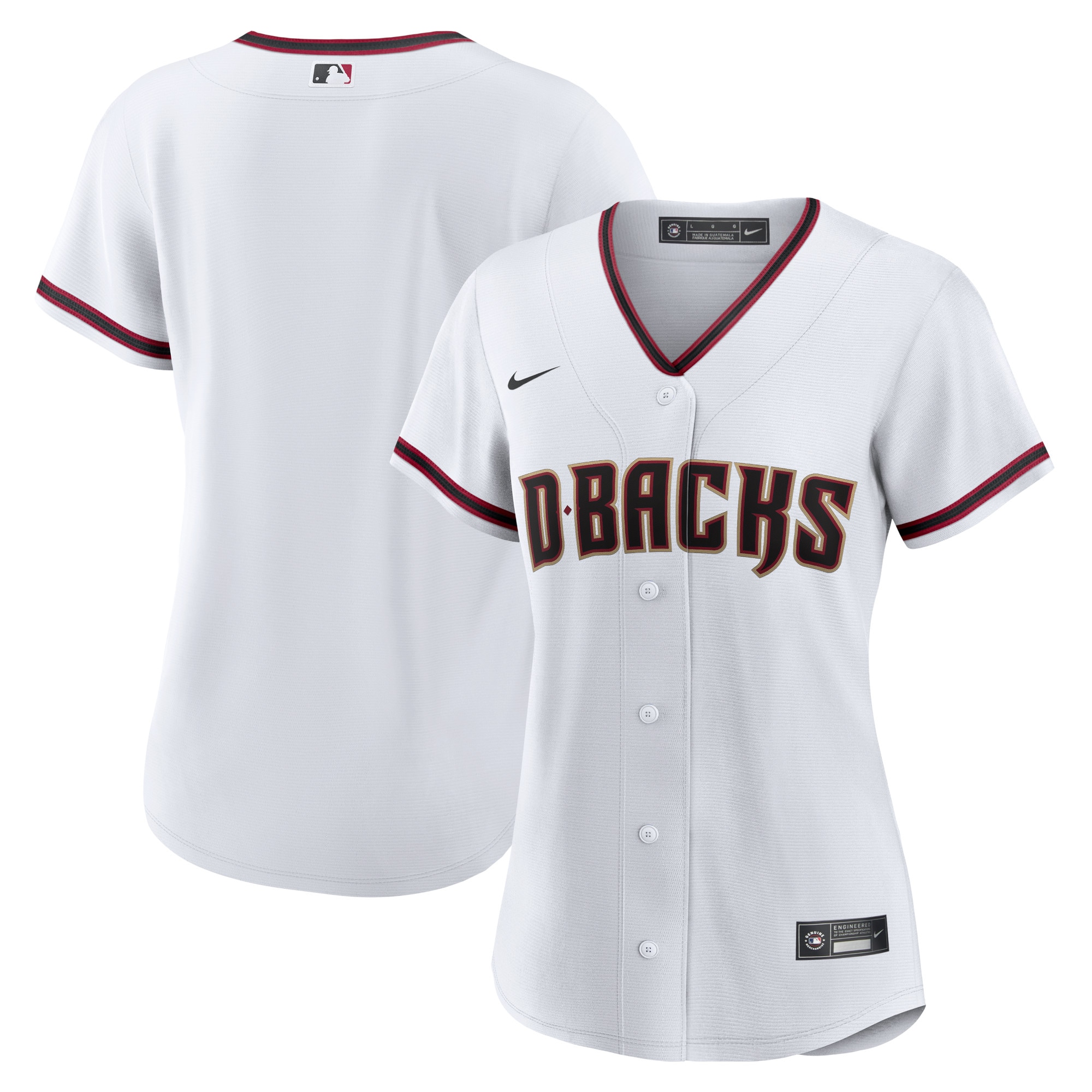 Alternative view of Arizona Diamondbacks Women's Home Blank Replica Jersey - White