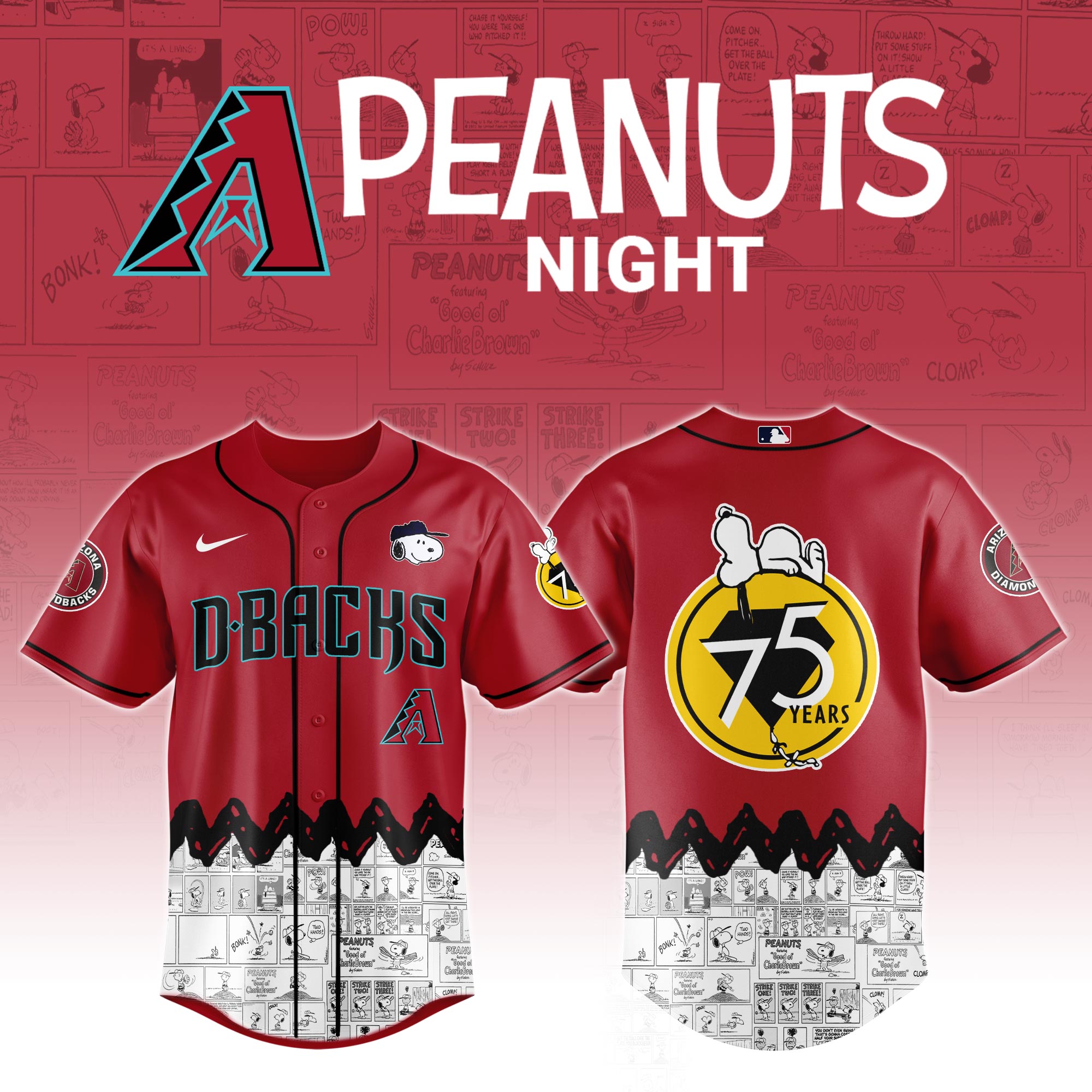 Arizona Diamondbacks X Peanuts Night Jersey 2025