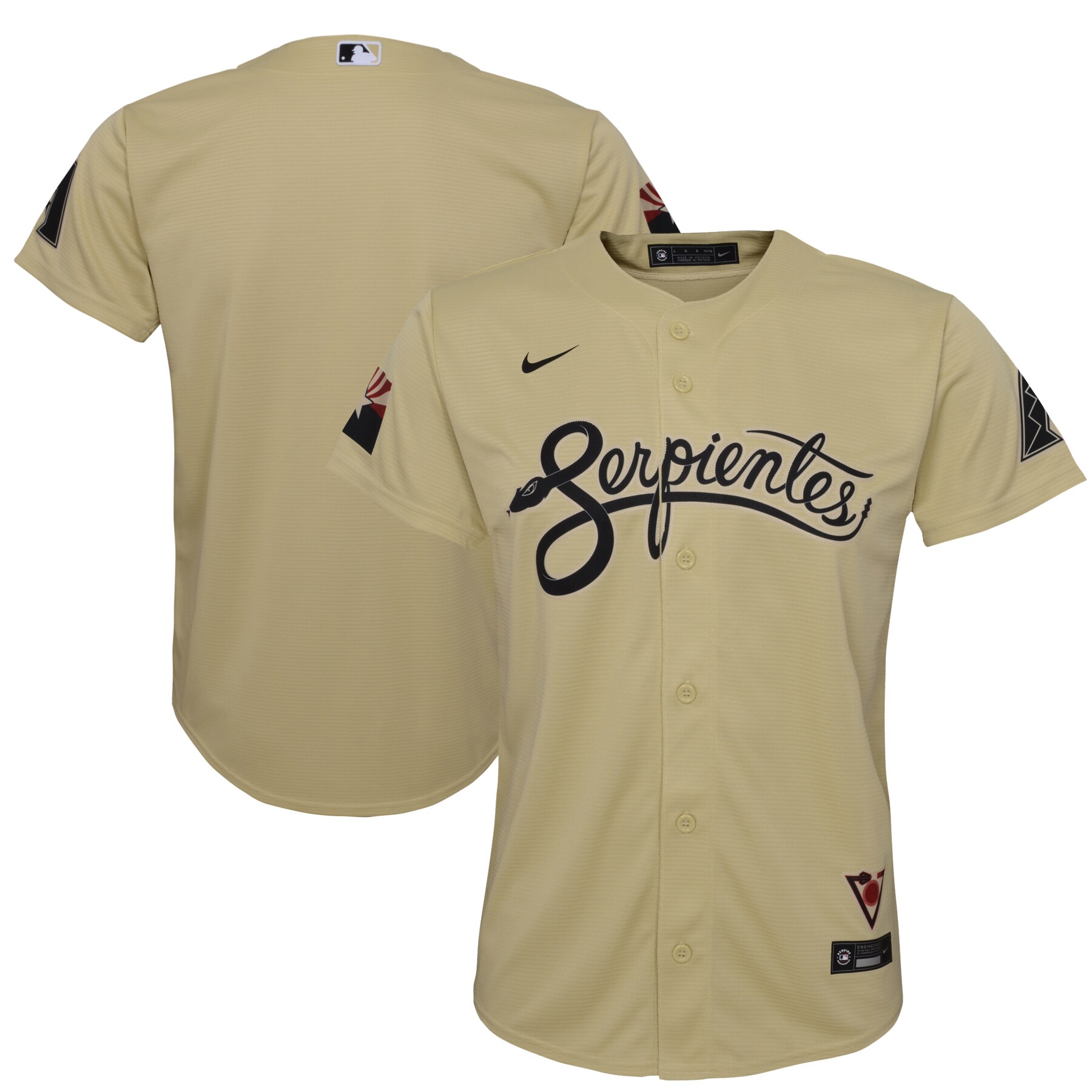 Alternative view of Arizona Diamondbacks Youth City Connect Replica Jersey - Sand