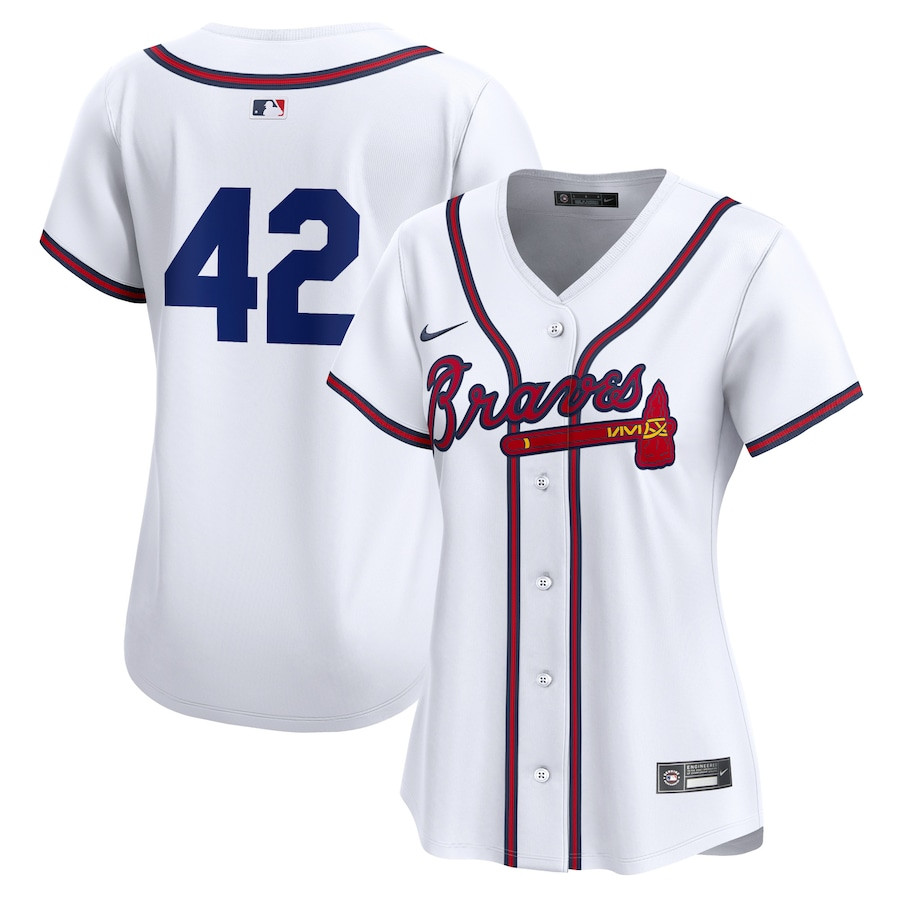 Atlanta Braves 2024 Jackie Robinson Day Home Limited Women Jersey - White - JS794