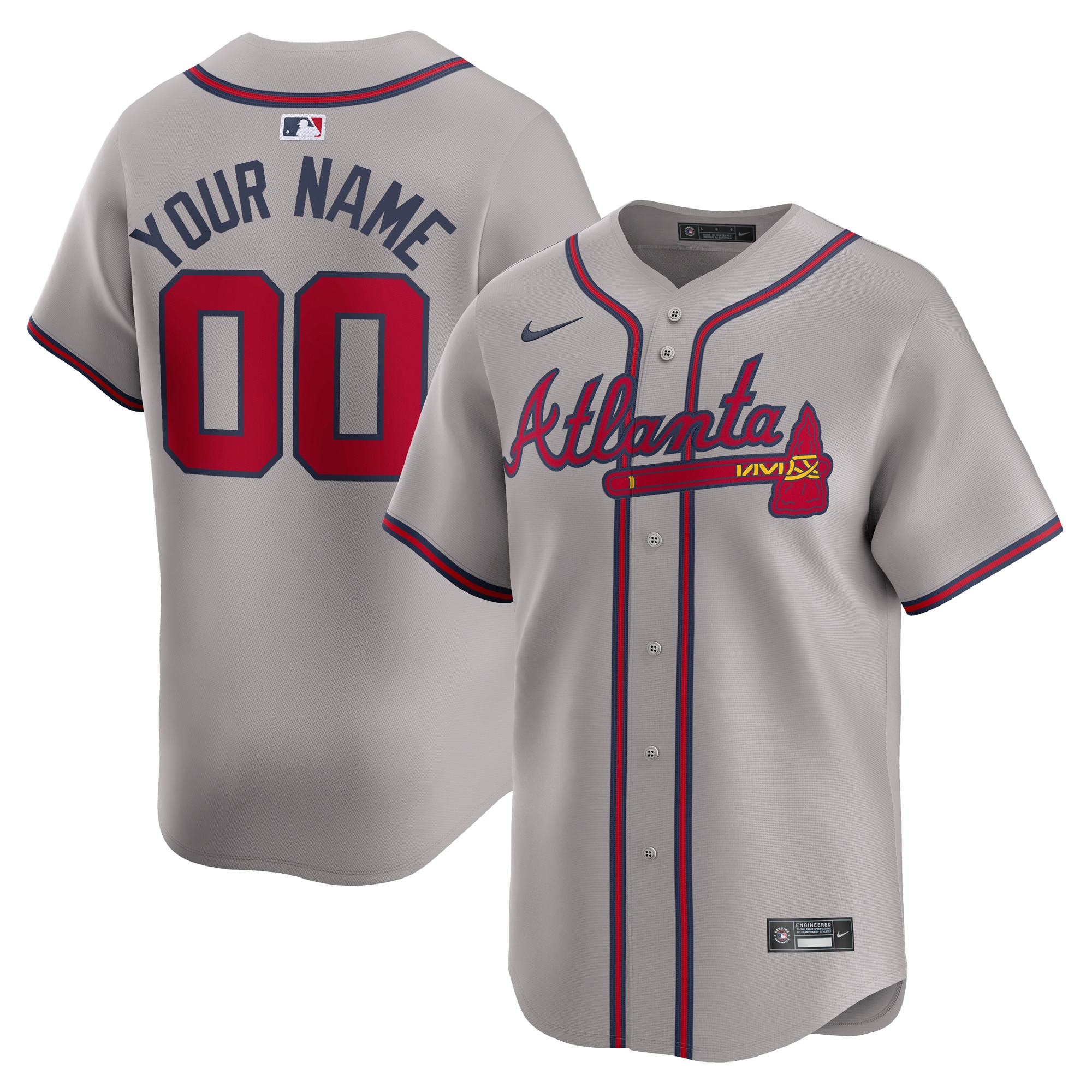 Atlanta Braves Away Limited Custom Jersey - Gray